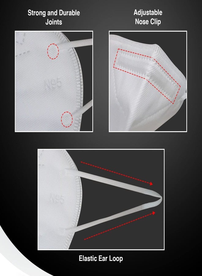 QUARANT N95 Anti Pollution Face Mask with Nose Clip, ISO Certified, FFP2 Masks with 5 Layer Protection (White) for Unisex (20) - Image 5